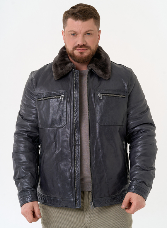 Куртка из натуральной кожи с отделкой из овчины
