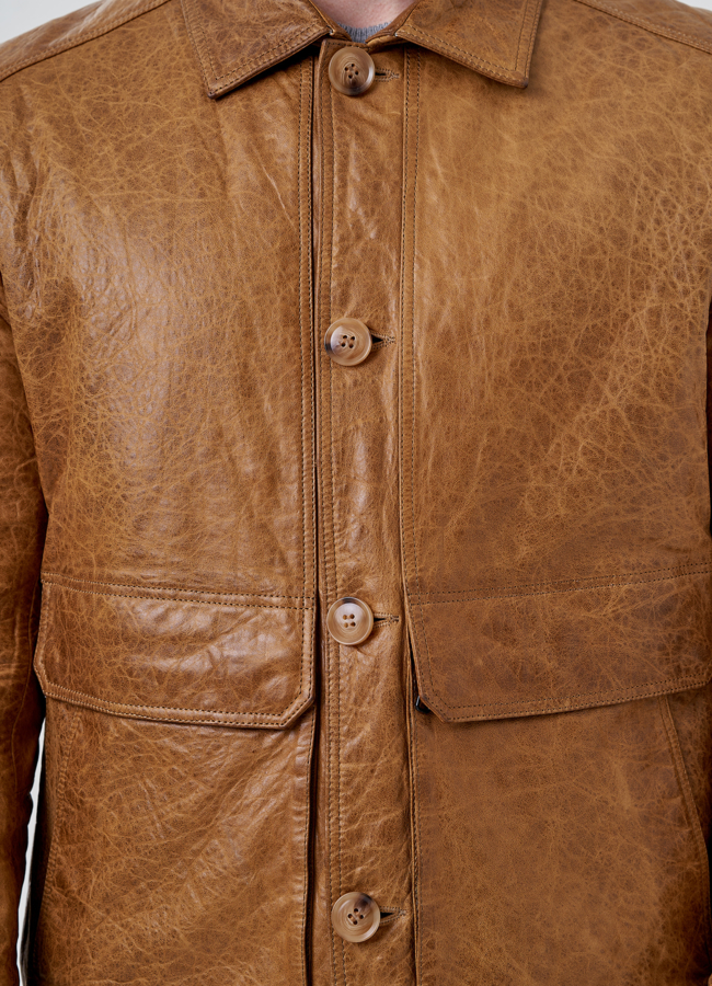 Мужская кожаная куртка  модель № 24439 универмаг малина