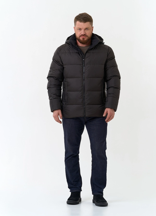 Мужской пуховик с капюшоном  модель № 34070 в кредит фото