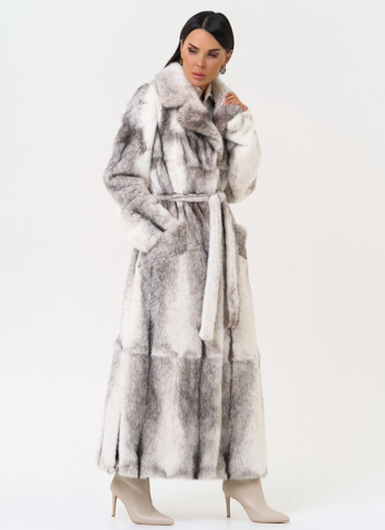Длинная шуба из норки крестовки cross