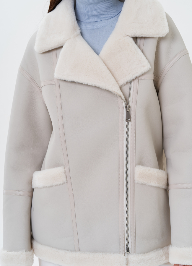 Женская эко дубленка с эко мехом модель № 27692 универмаг малина