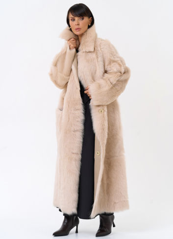 Женская двухсторонняя дубленка с поясом