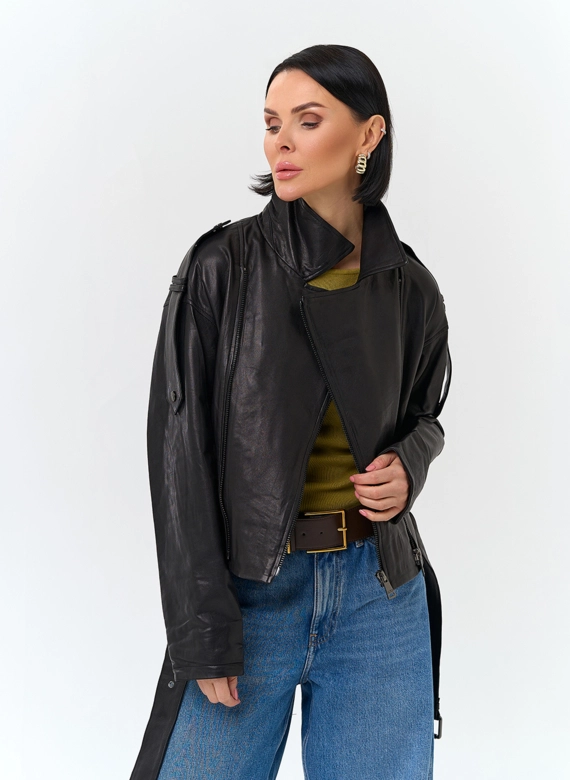 Женская куртка косуха из натуральной кожи