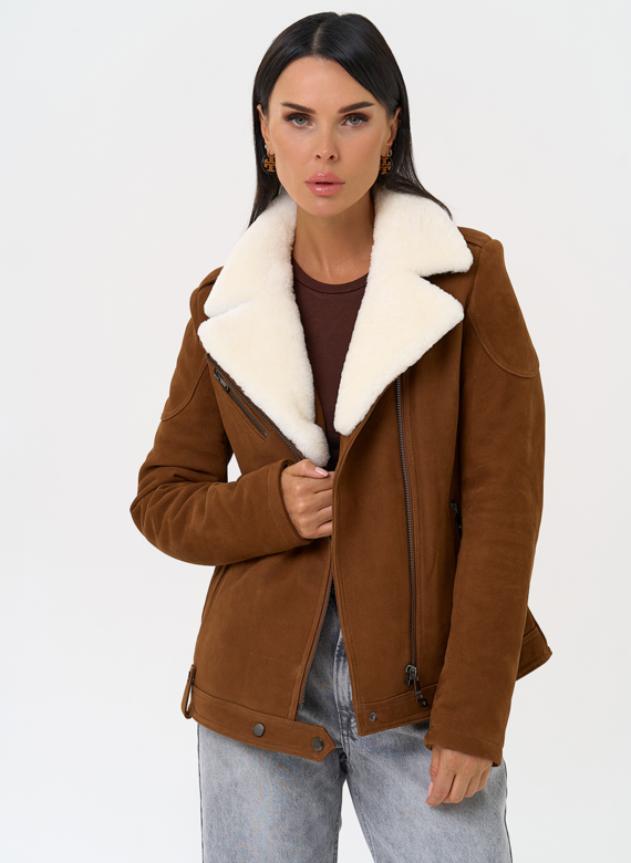 Косуха из натуральной замши с мехом