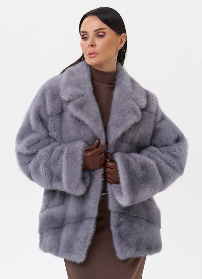 Короткая норковая шуба с английским воротником модель № 29451 универмаг малина