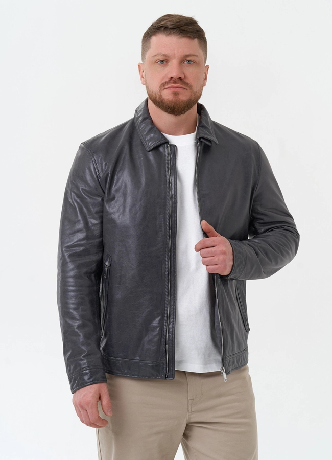 Мужская куртка из натуральной кожи  модель № 30070 универмаг малина