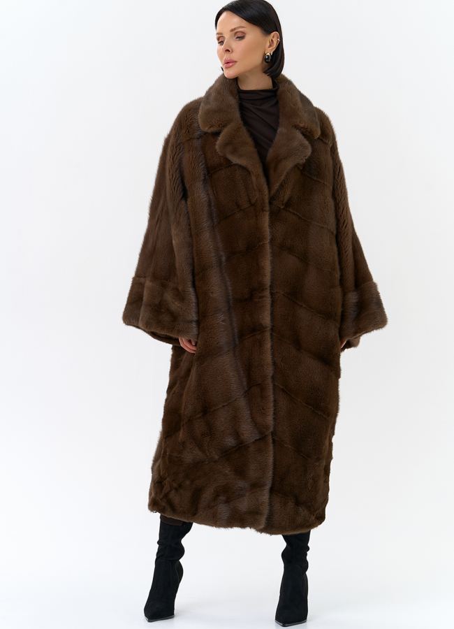 Шуба оверсайз с английским воротником модель № 26021 универмаг малина