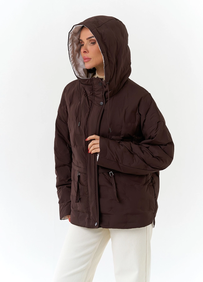 Женская двухсторонняя куртка с капюшоном модель № 32723 универмаг малина