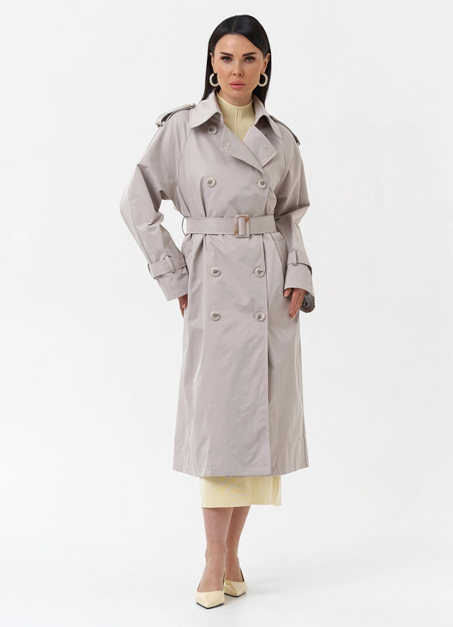 Женский плащ с английским воротником модель № 30266 меха малина