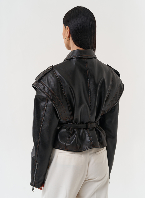 Куртка женская из эко кожи в стиле ретро