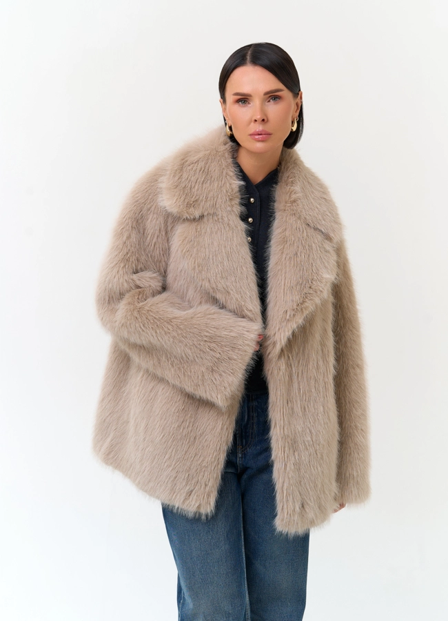 Женская куртка из эко меха модель № 33867 универмаг малина