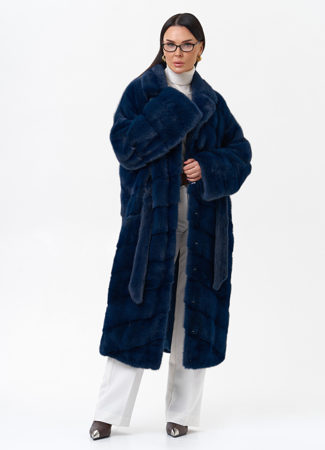 Длинная шуба с английским воротником модель № 26644 в рассрочку