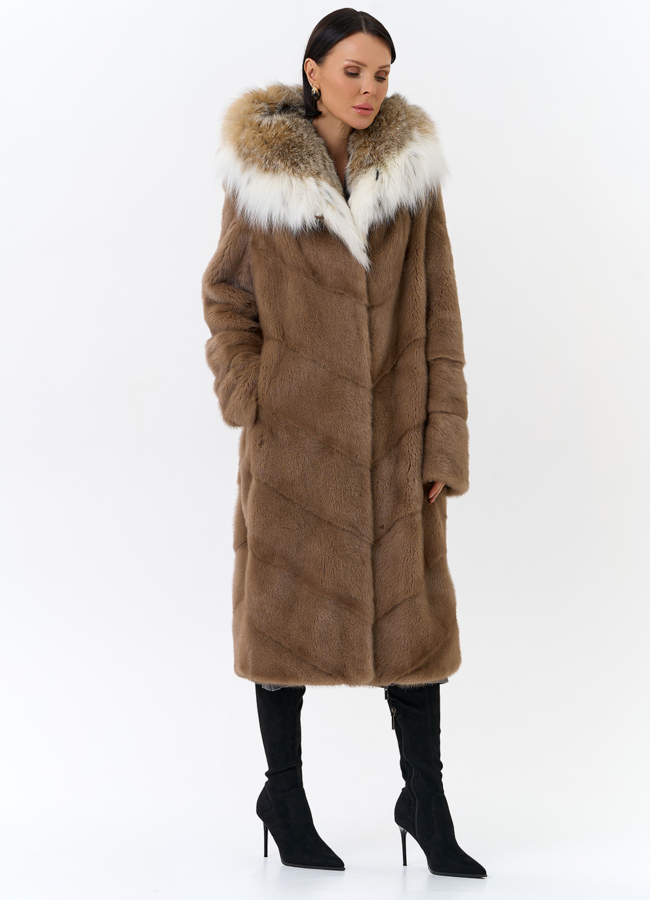 Норковая шуба с рысью модель № 25469 универмаг малина