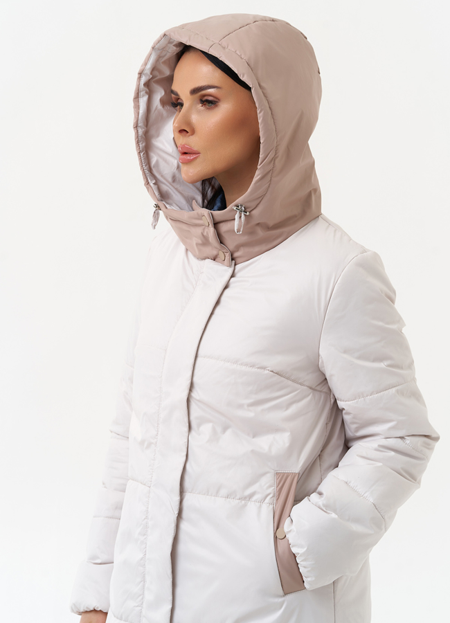 Женское утепленное полупальто с капюшоном модель № 30090 универмаг малина